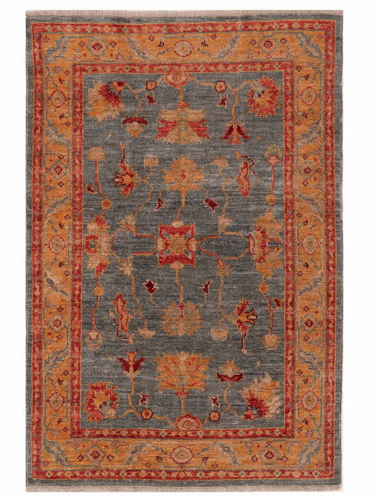 Authentic Angora Oushak Sezen Blue Traditional Hand Knotted Rug