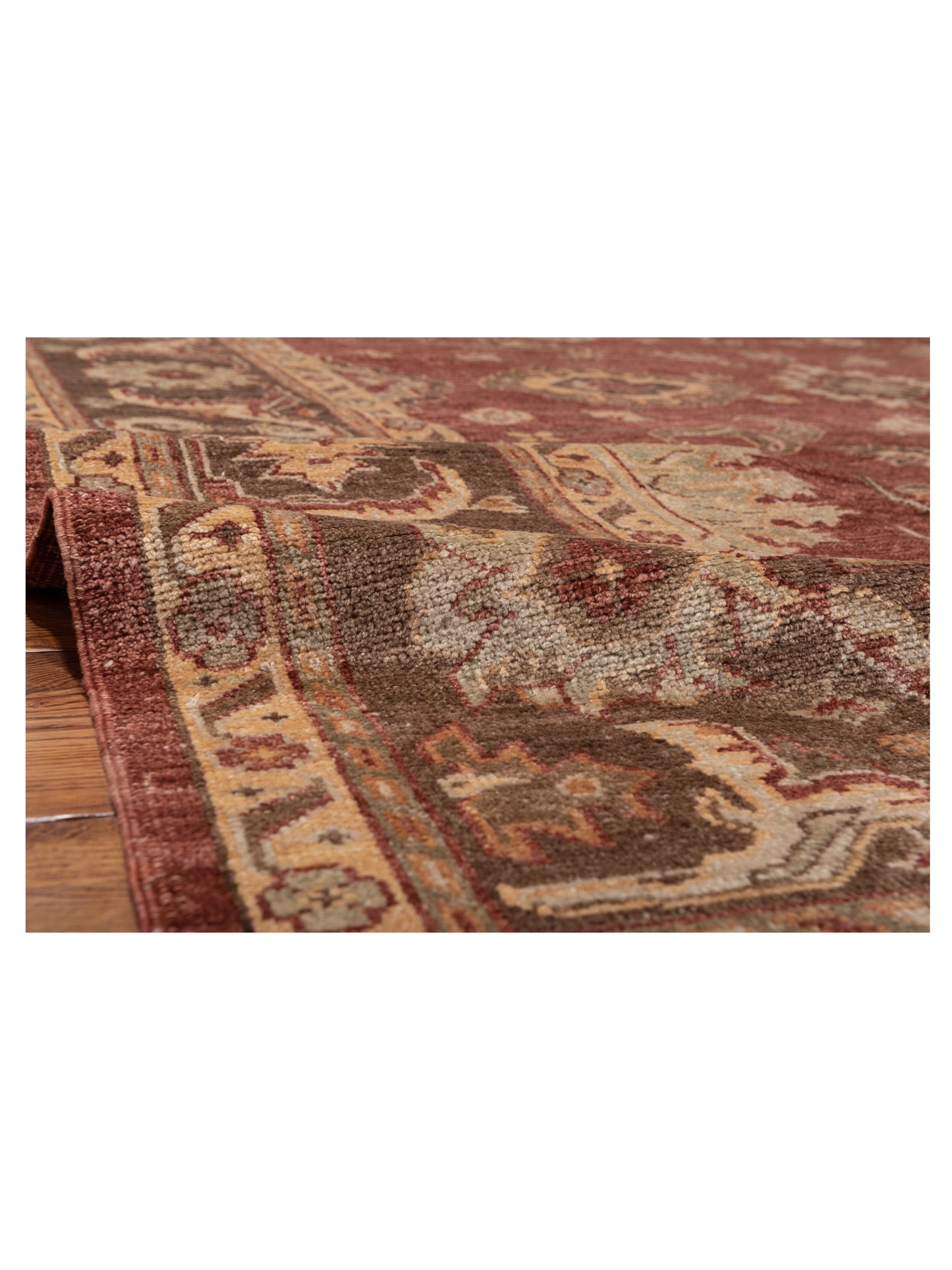 Authentic Angora Oushak Pinar Rust Brown Traditional Hand Knotted Rug