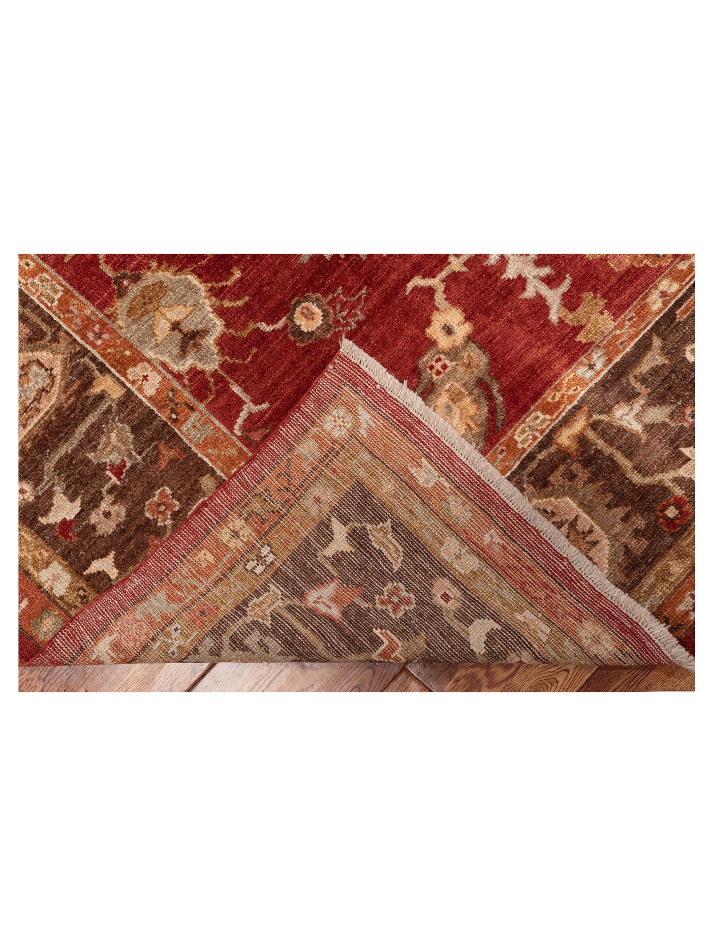 Authentic Angora Oushak Meltem Red Brown Traditional Hand Knotted Rug