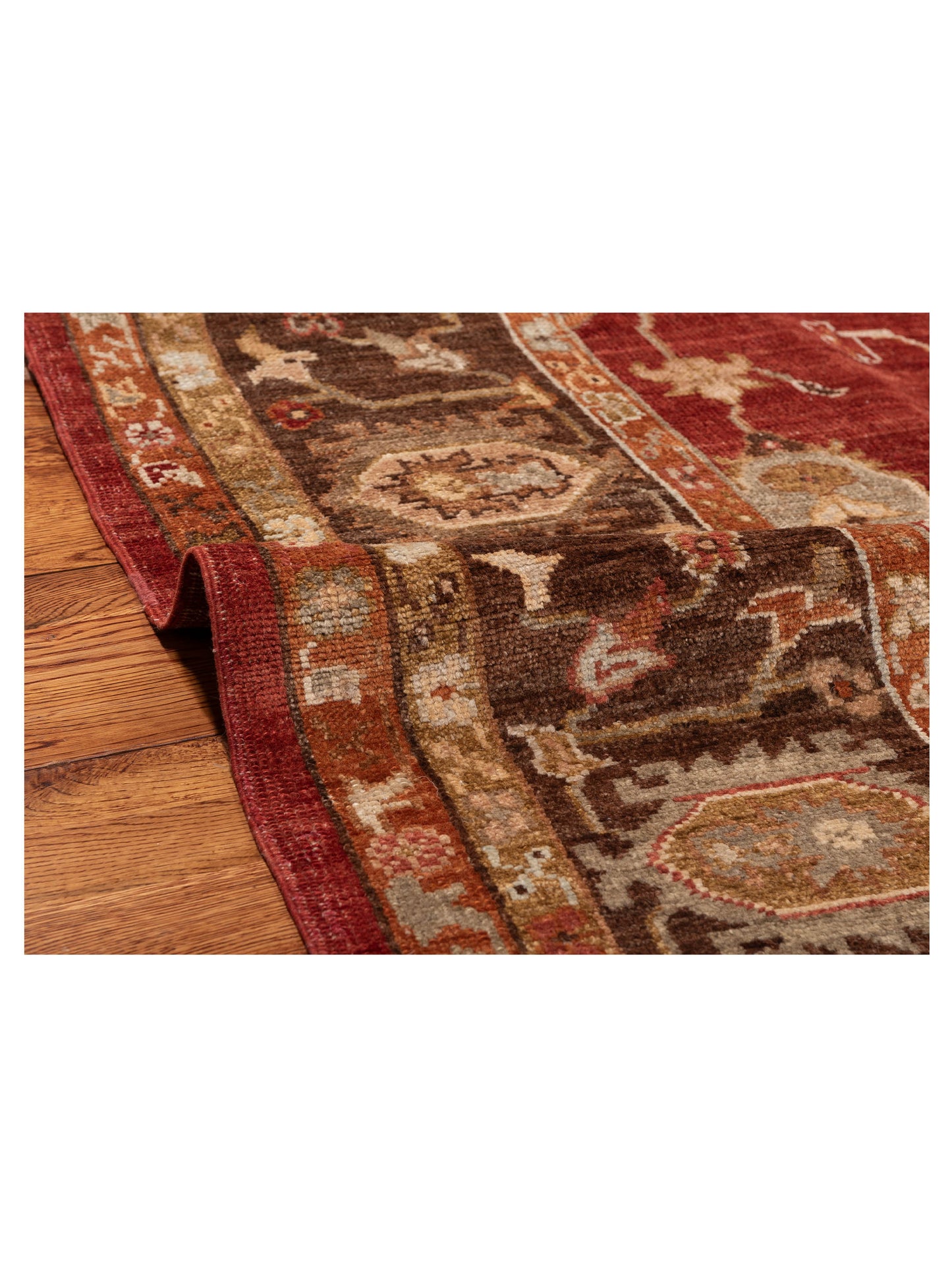 Authentic Angora Oushak Meltem Red Brown Traditional Hand Knotted Rug