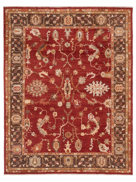 Authentic Angora Oushak Meltem Red Traditional Hand Knotted Rug