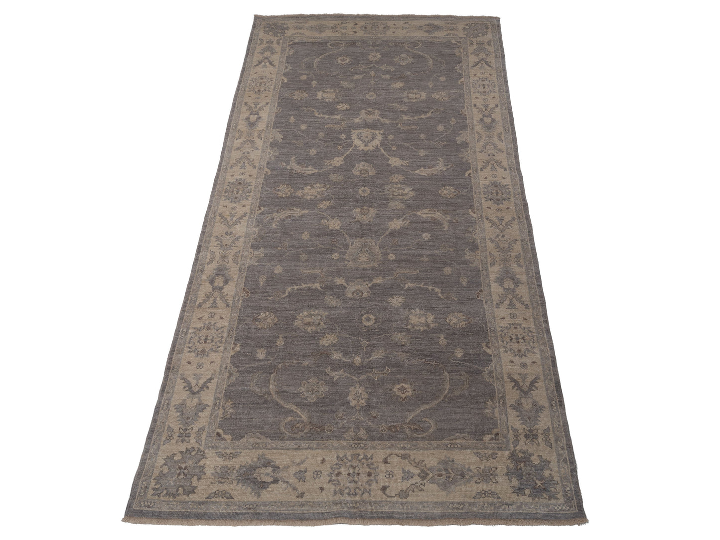 Authentic Angora Oushak Bade Gray Ivory Traditional Hand Knotted Rug