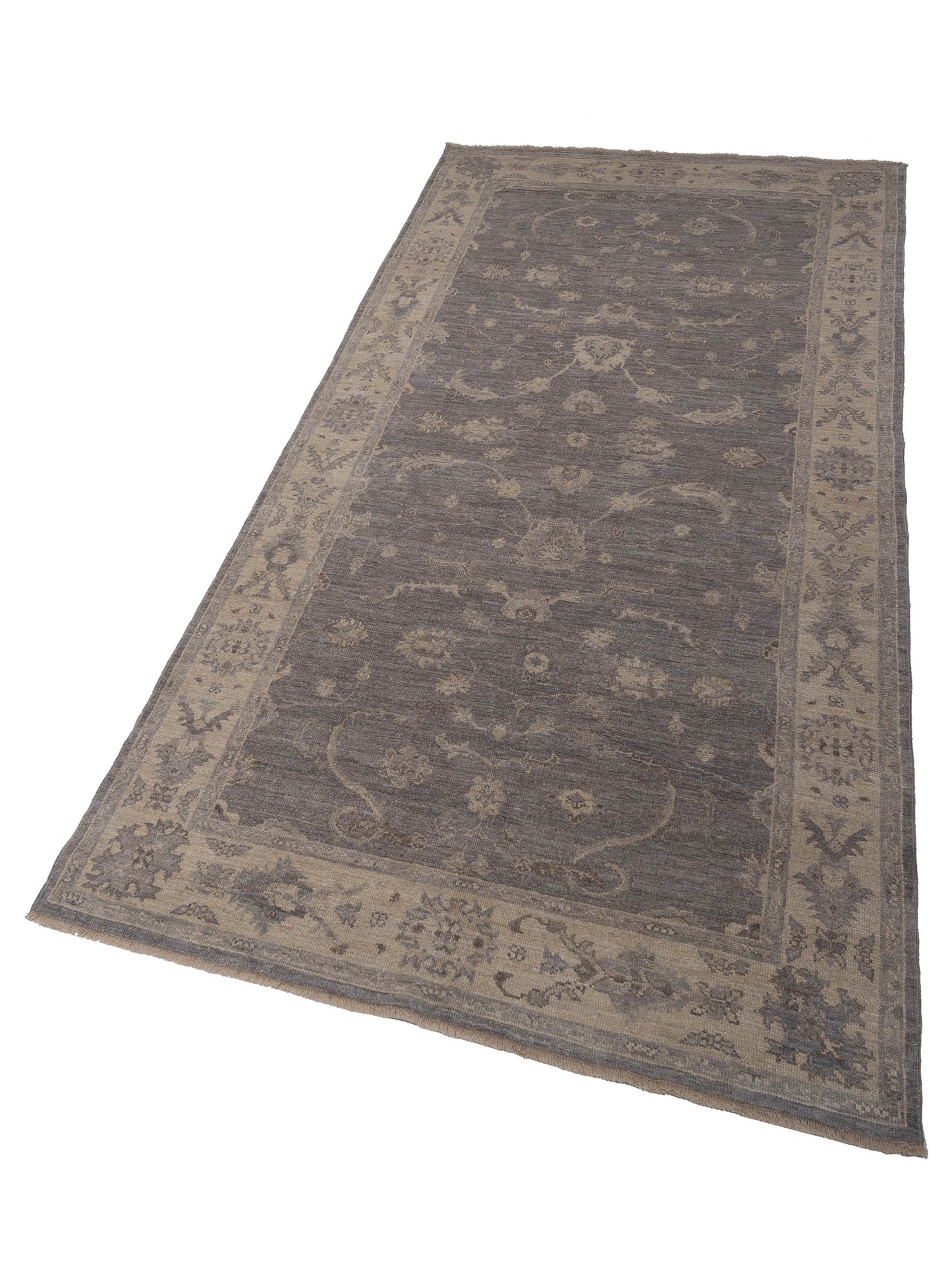 Authentic Angora Oushak Bade Gray Ivory Traditional Hand Knotted Rug