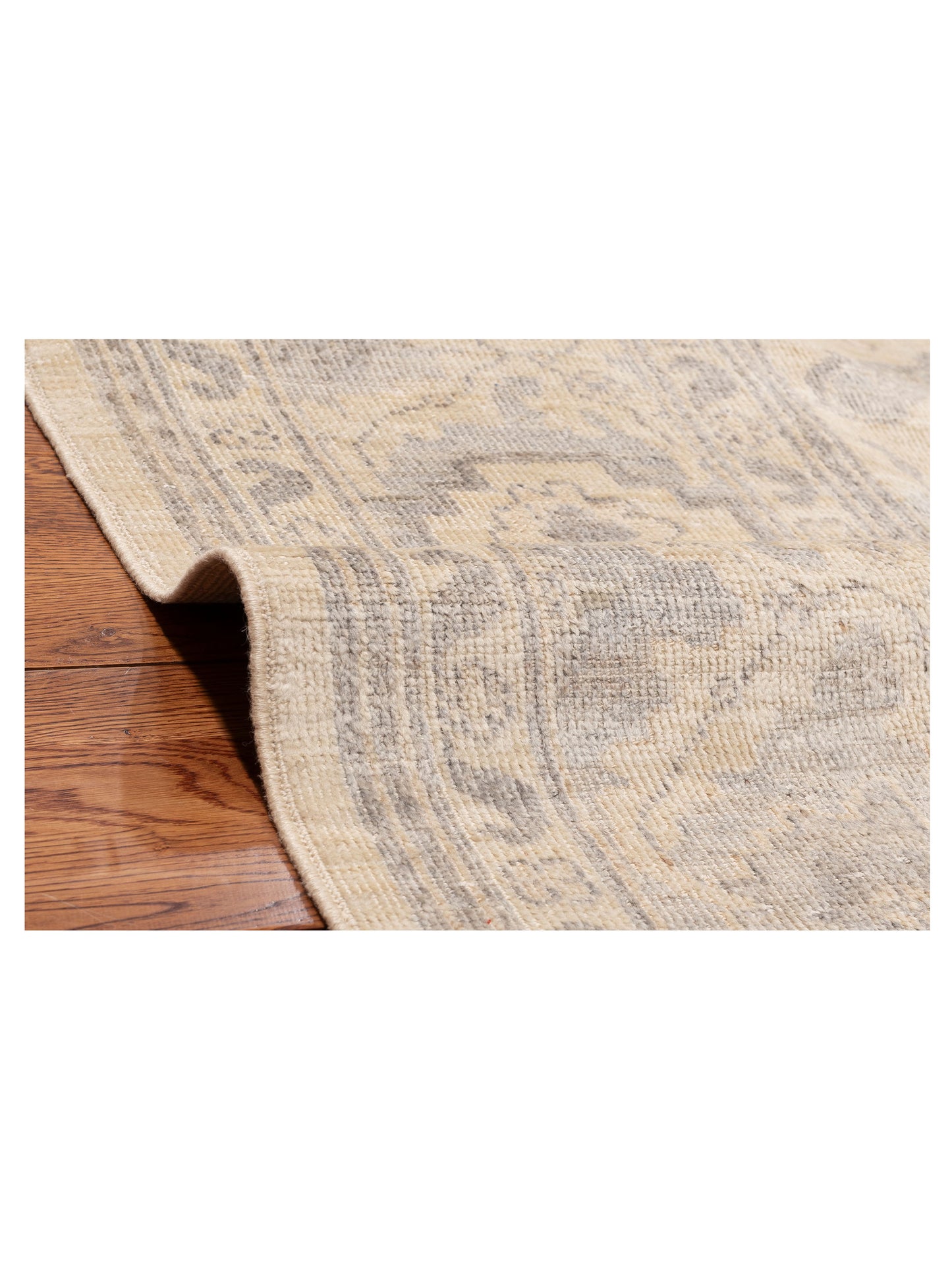 Pasha Authentic Oushak Akane Ivory Silver Traditional Hand Knotted Rug