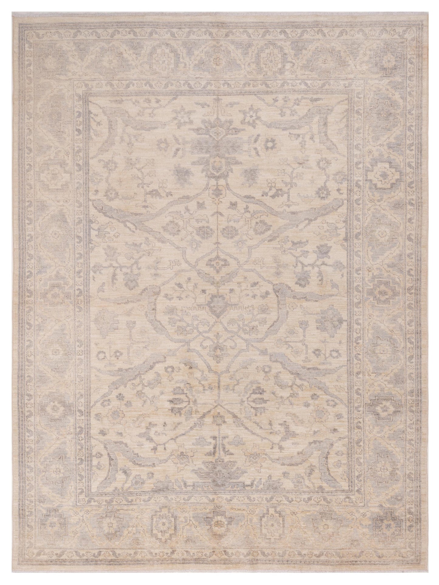 Pasha Authentic Oushak Akane Ivory Traditional Hand Knotted Rug