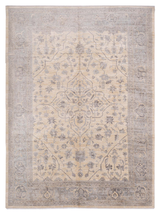 Pasha Authentic Oushak Sera Ivory Traditional Hand Knotted Rug