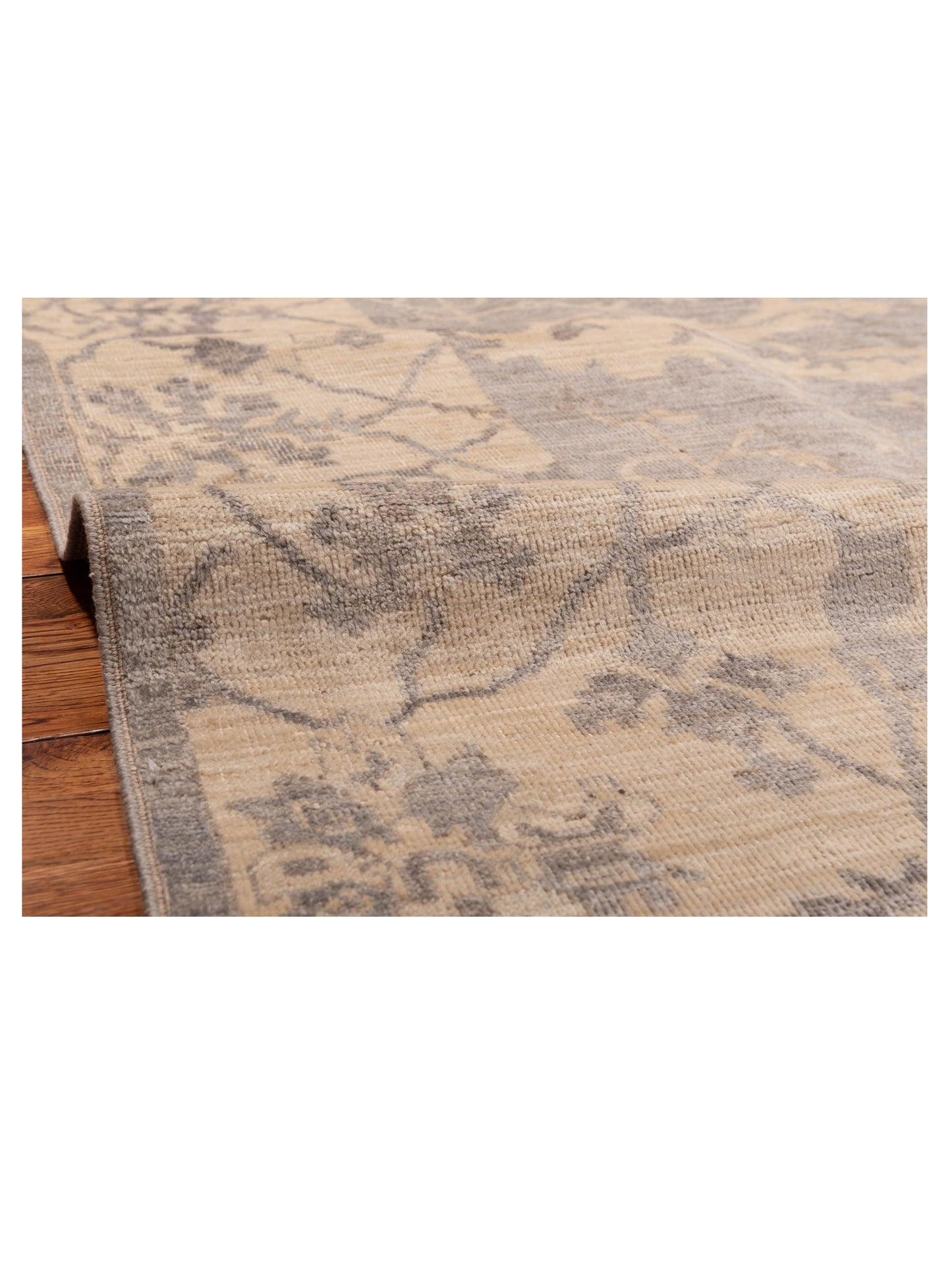 Pasha Authentic Oushak Toros Gray Ivory Traditional Hand Knotted Rug