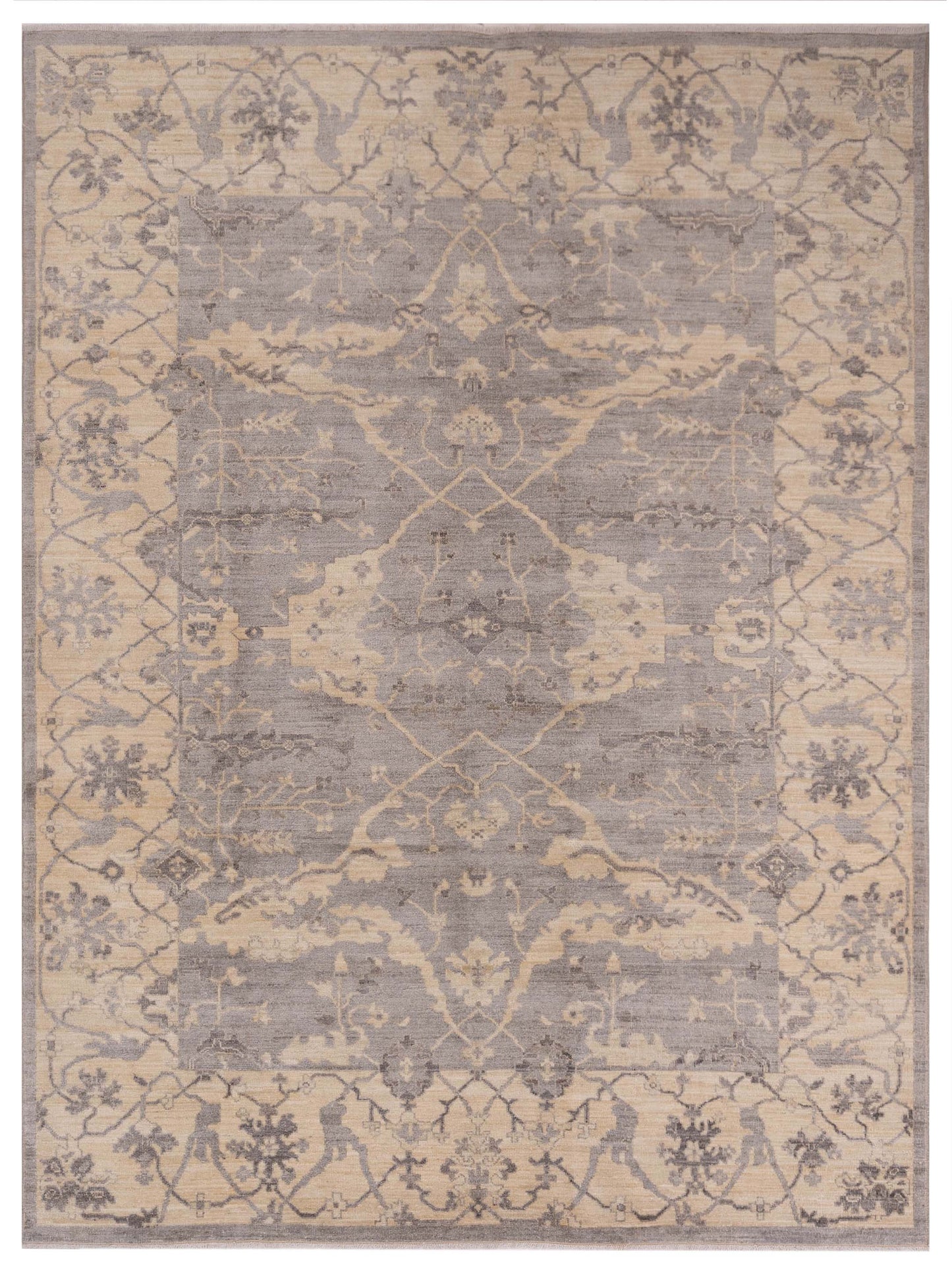 Pasha Authentic Oushak Toros Gray Traditional Hand Knotted Rug