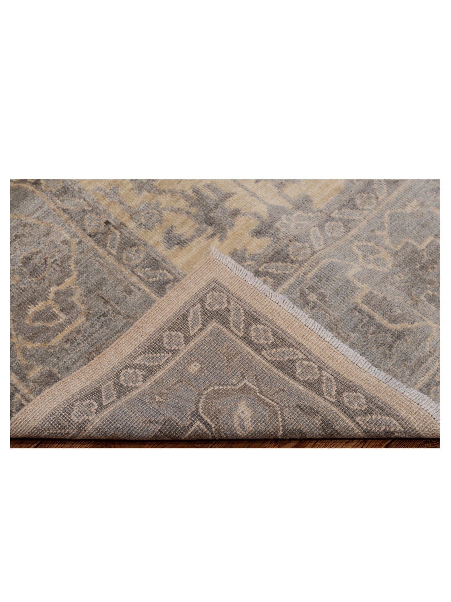 Pasha Authentic Oushak Sera Ivory Gray Traditional Hand Knotted Rug