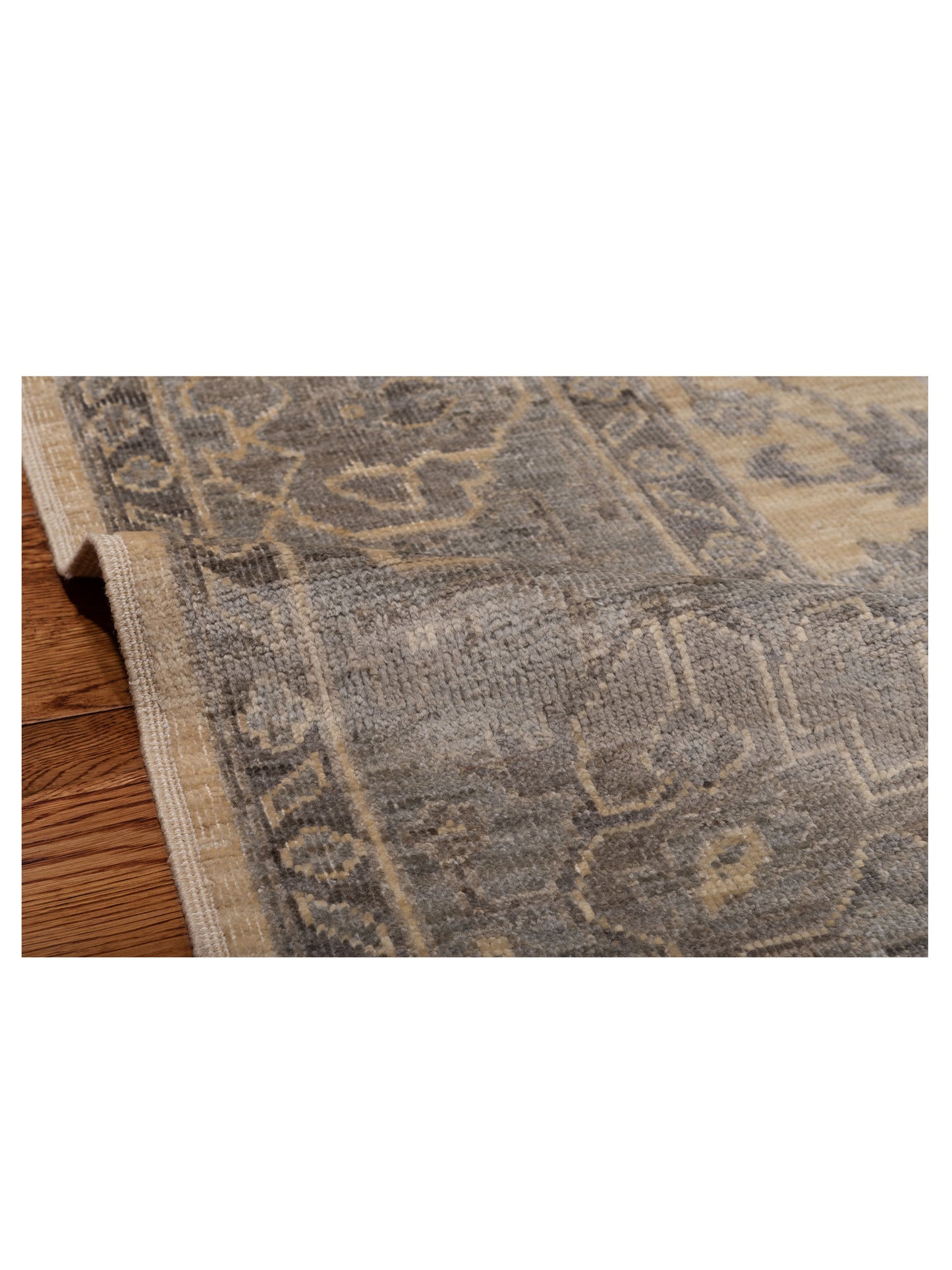 Pasha Authentic Oushak Sera Ivory Gray Traditional Hand Knotted Rug