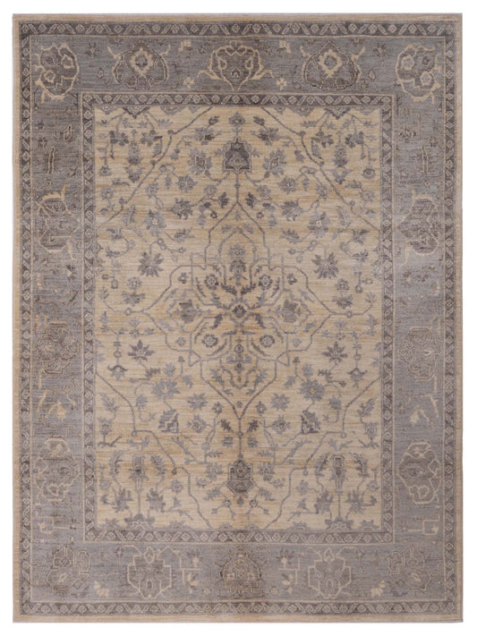 Pasha Authentic Oushak Sera Ivory Traditional Hand Knotted Rug