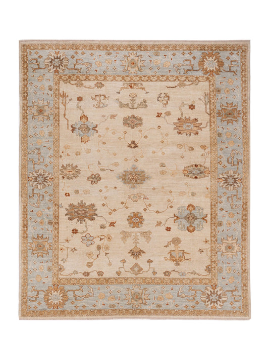 Authentic Angora Oushak Handan Ivory Traditional Hand Knotted Rug