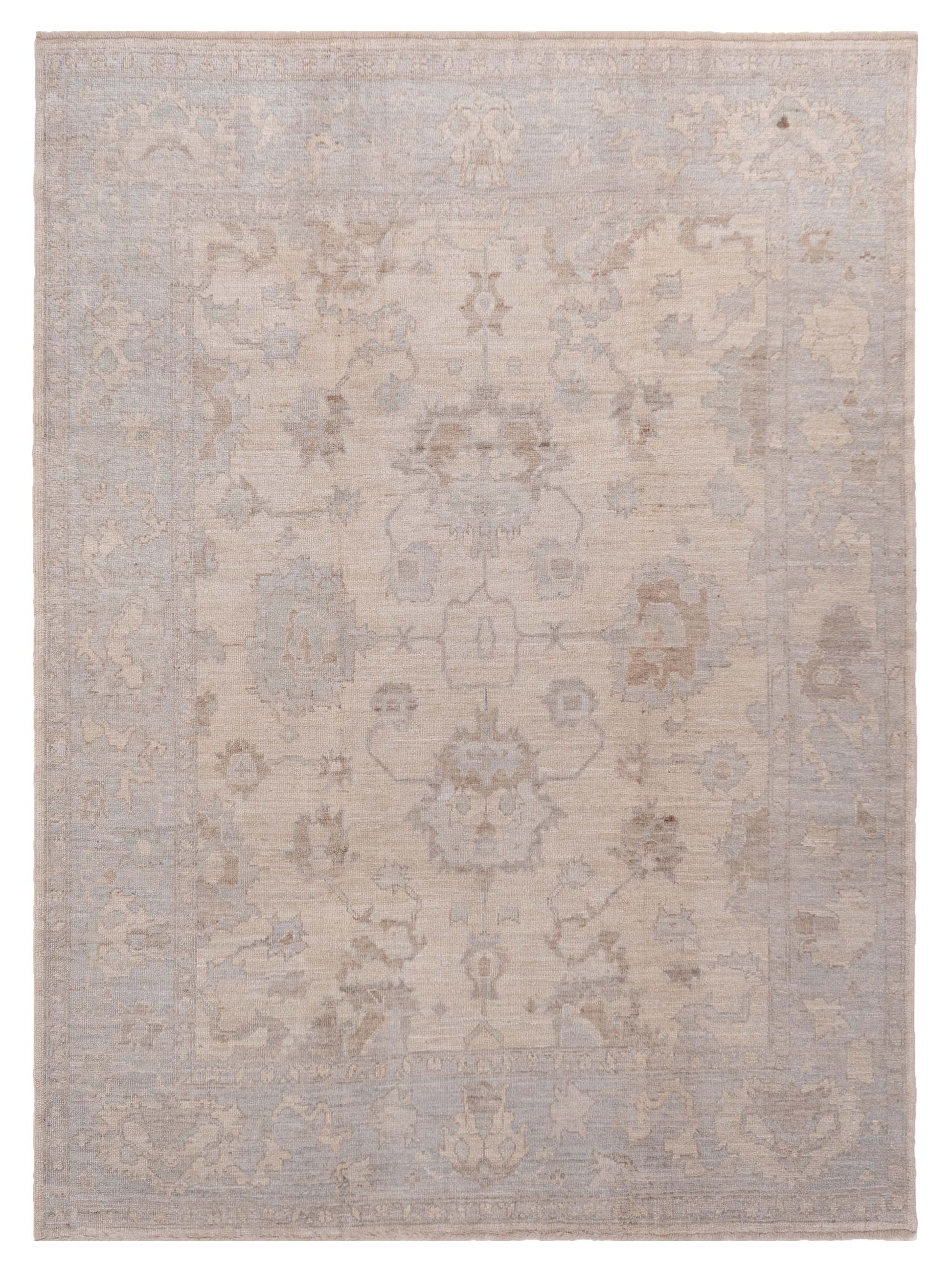 Authentic Angora Oushak Didem Ivory Traditional Hand Knotted Rug