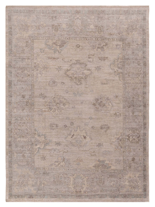 Authentic Angora Oushak Hande Ivory Traditional Hand Knotted Rug