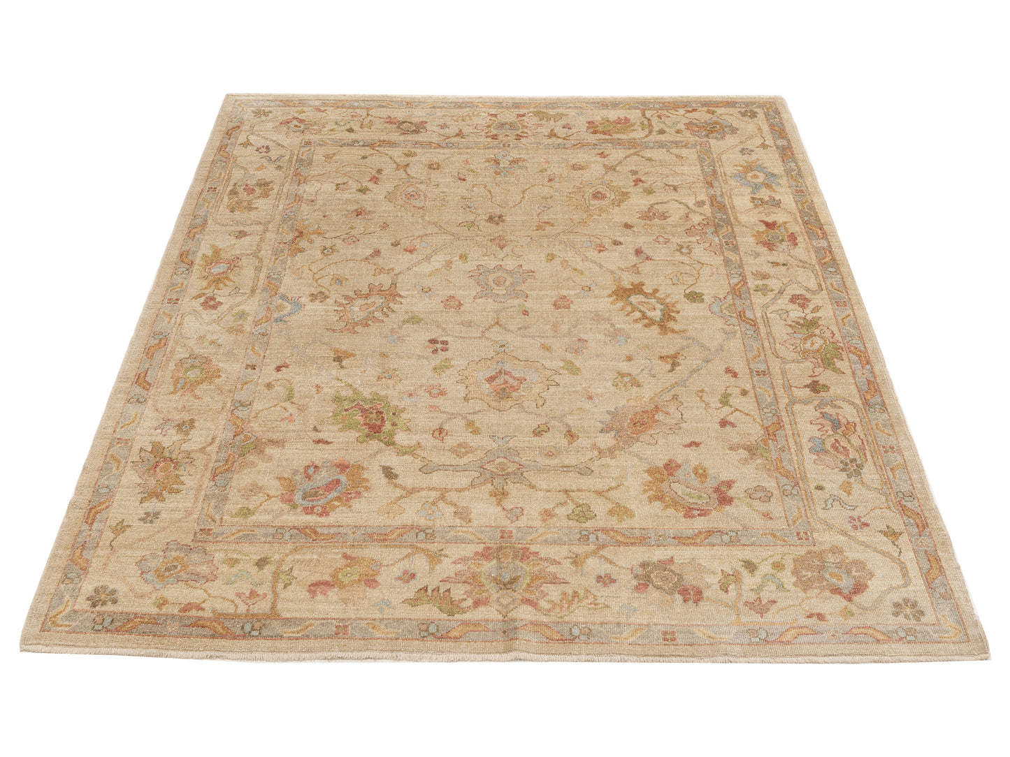 Authentic Angora Oushak Esra Ivory Ivory Traditional Hand Knotted Rug