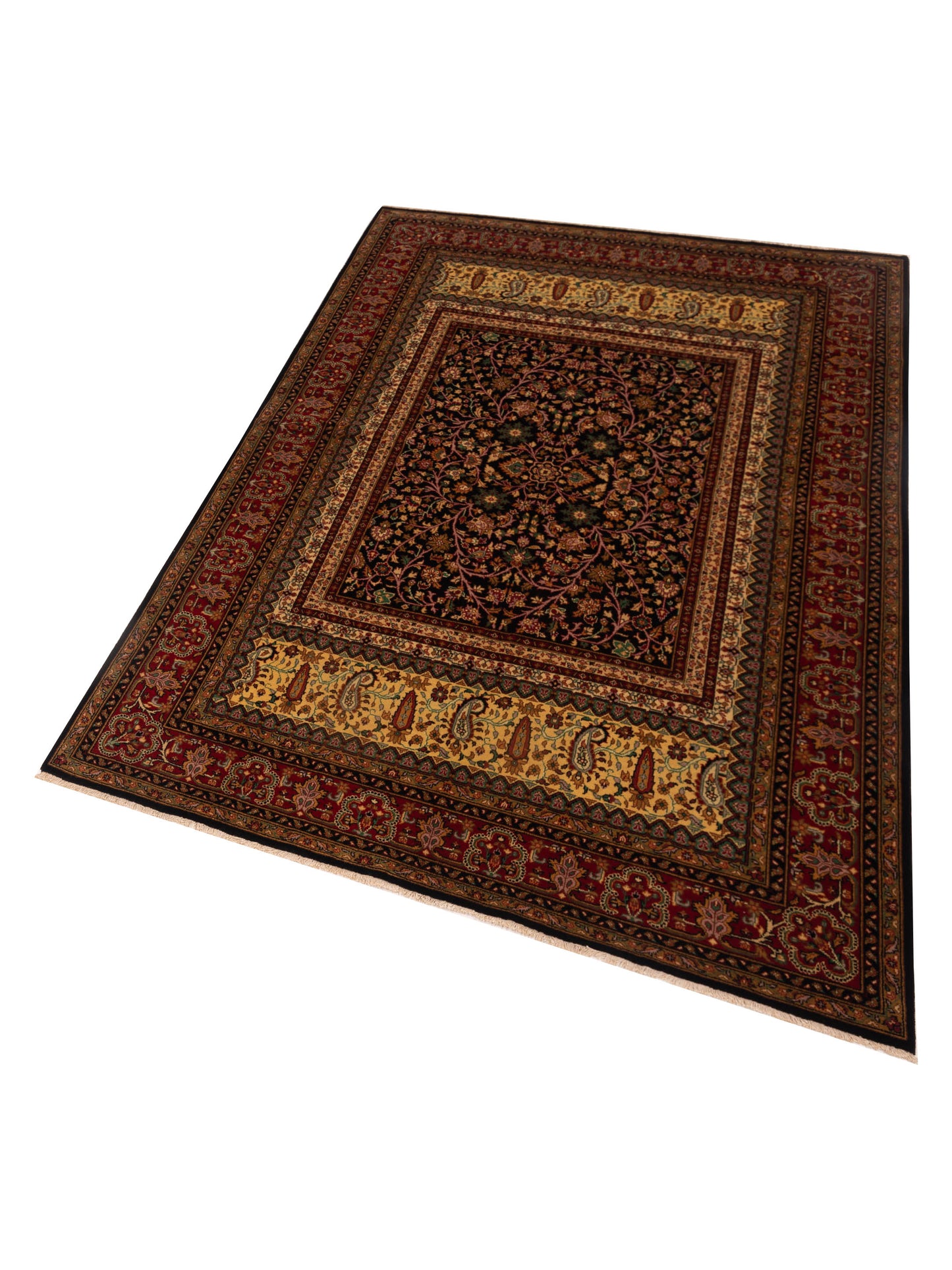 Rajpur Sivas 127044 Black Red Traditional Hand Knotted Rug - 6x9