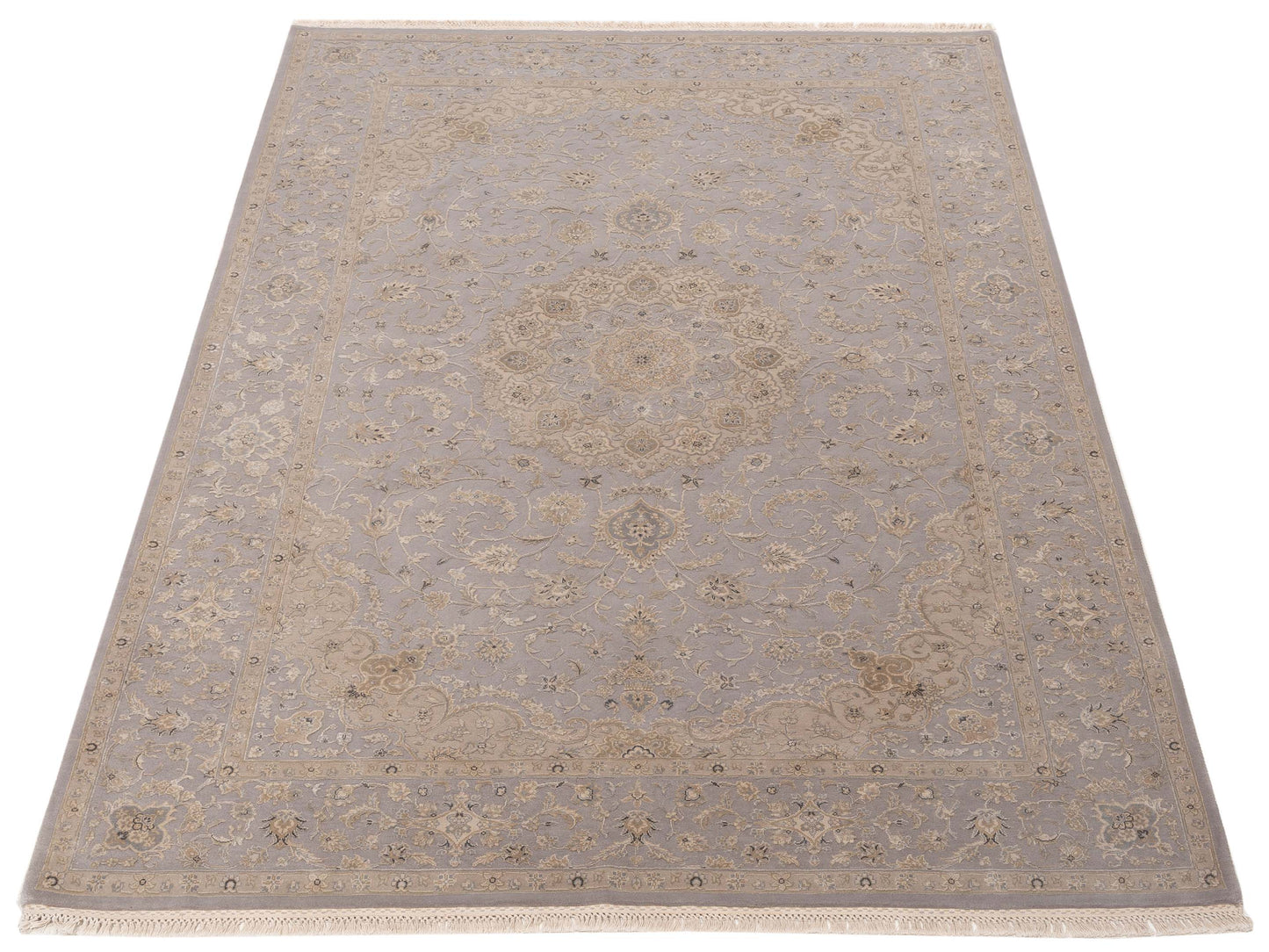 Rajpur Imperial Silk 127208 Silver Silver Traditional Hand Knotted Rug