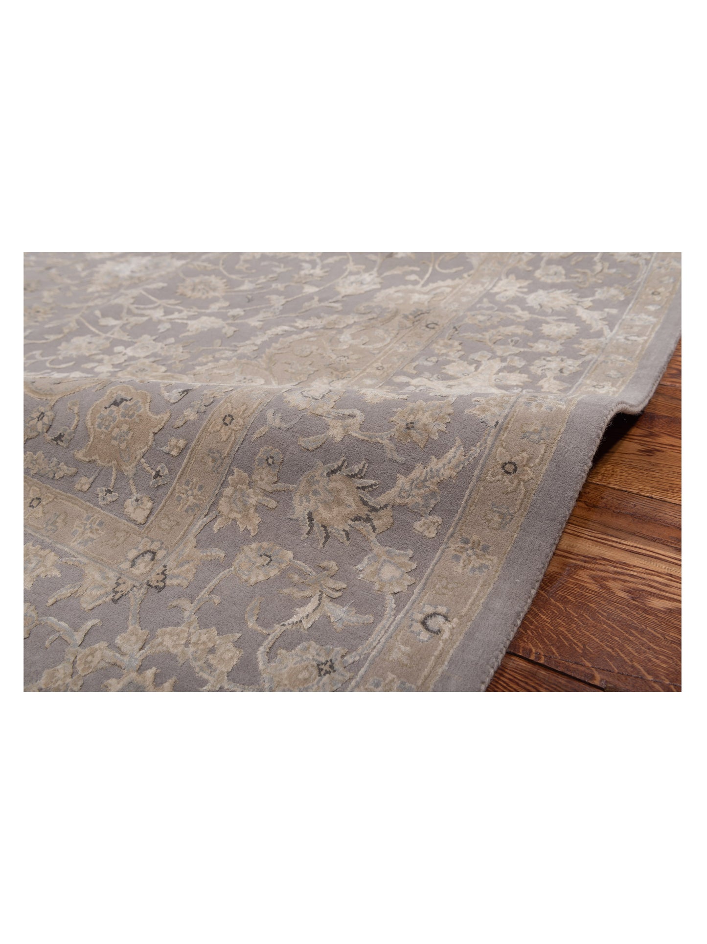 Rajpur Imperial Silk 127208 Silver Silver Traditional Hand Knotted Rug