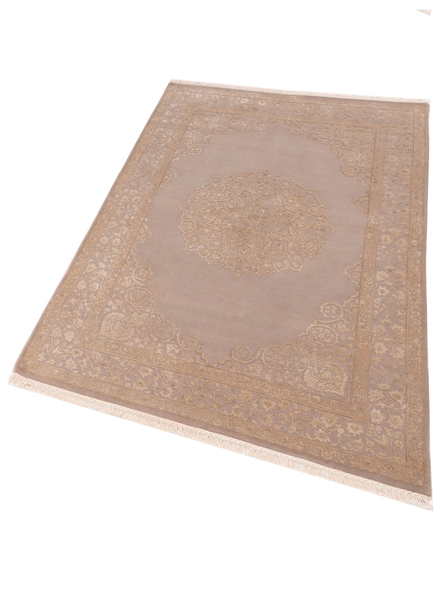 Rajpur Imperial Silk 127222 Silver Silver Traditional Hand Knotted Rug