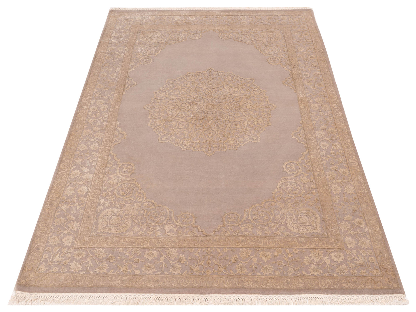 Rajpur Imperial Silk 127222 Silver Silver Traditional Hand Knotted Rug