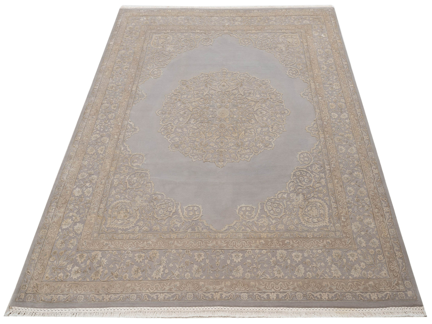 Rajpur Imperial Silk 127355 Silver  Traditional Hand Knotted Rug