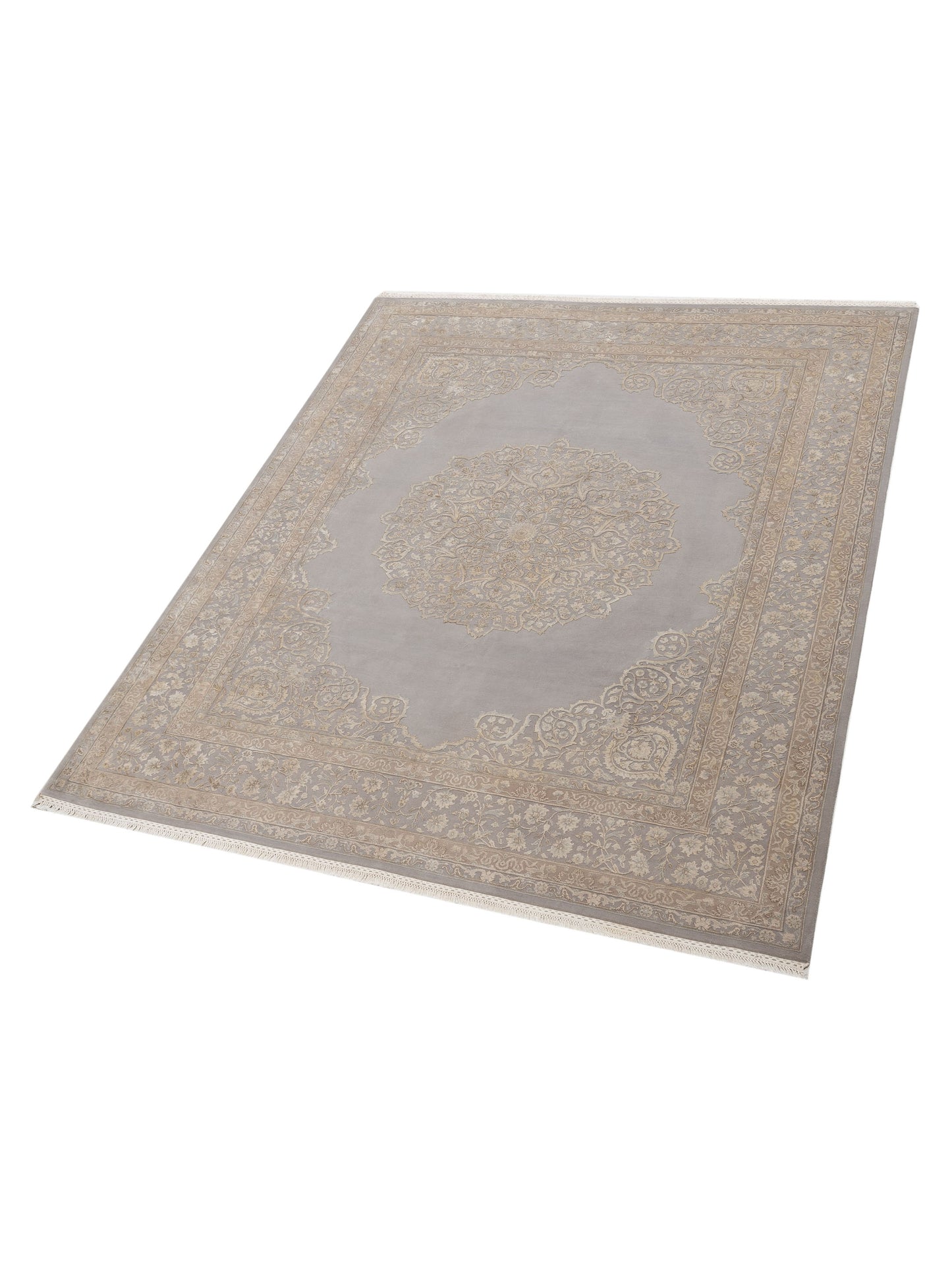 Rajpur Imperial Silk 127355 Silver  Traditional Hand Knotted Rug