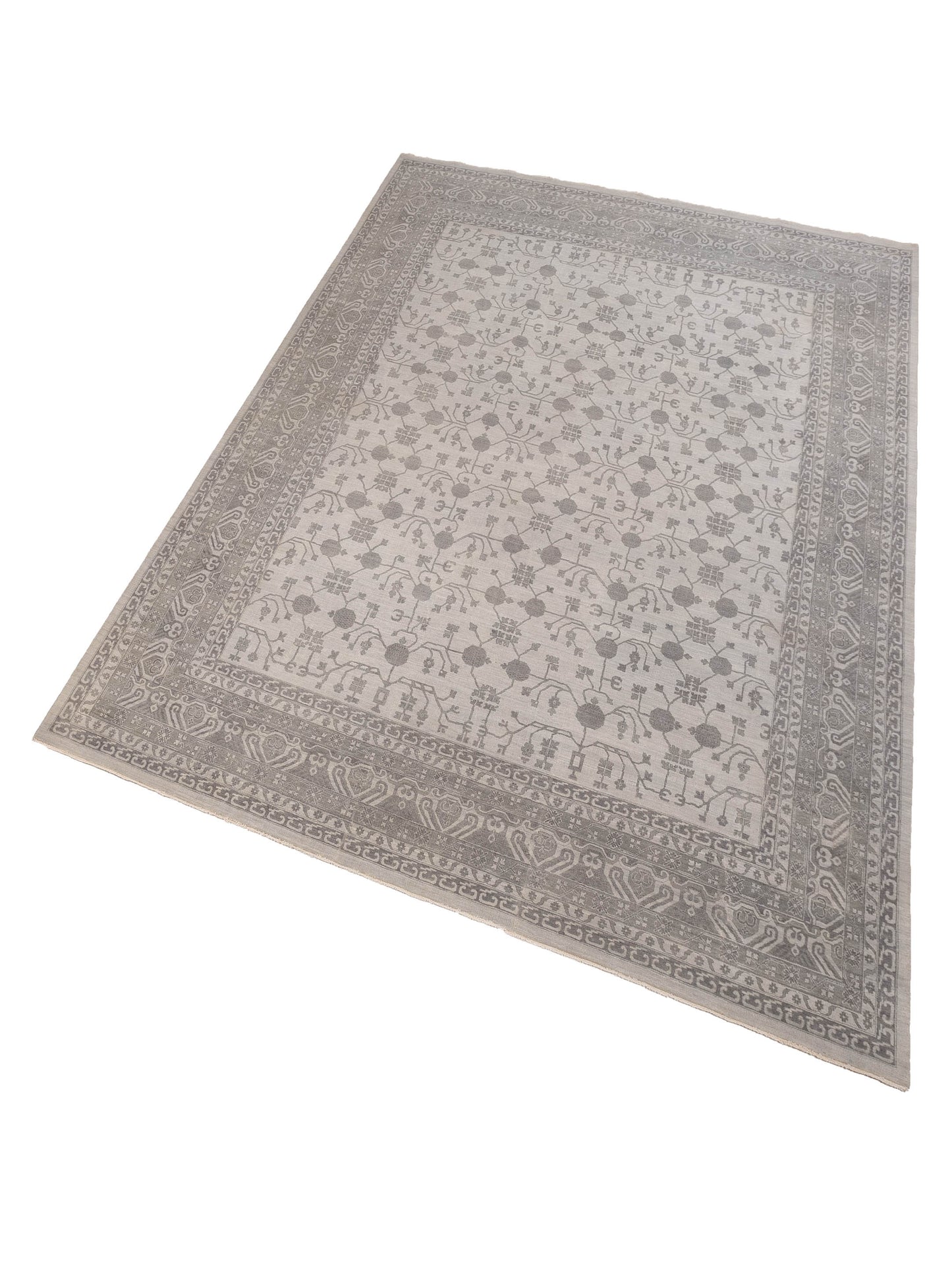 Rajpur Platinum 127386 Ivory Silver Traditional Hand Knotted Rug