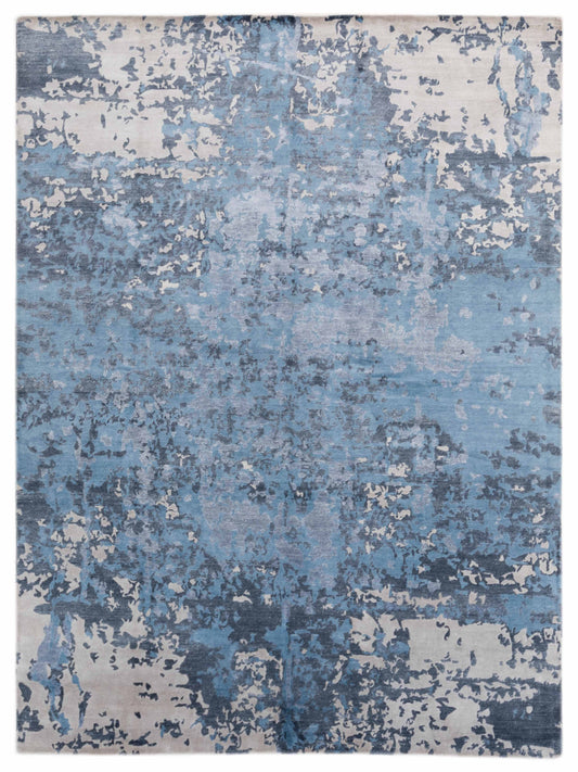 Siena Tibetino 127454 Blue Gray Contemporary Hand Knotted Rug