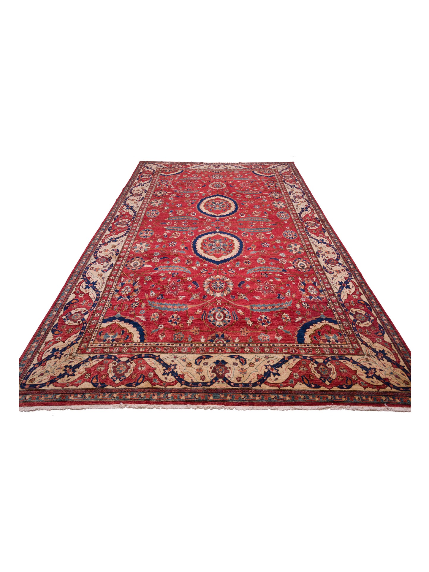 Pasha Antique Loom 127670 Red Ivory Traditional Hand Knotted Rug