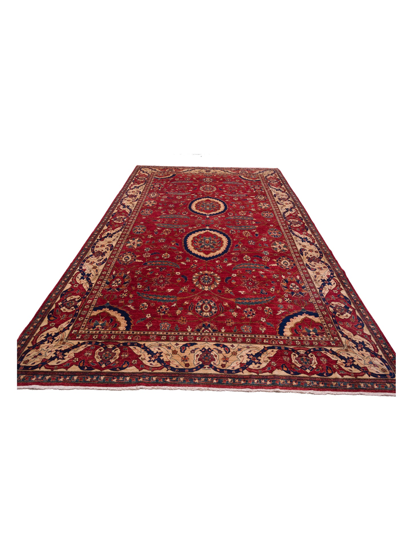 Pasha Antique Loom 127670 Red Ivory Traditional Hand Knotted Rug