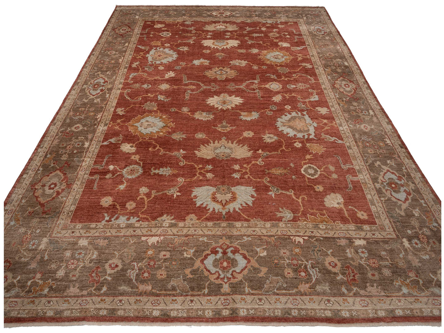 Authentic Angora Oushak Serap
 Rust Brown Traditional Hand Knotted Rug