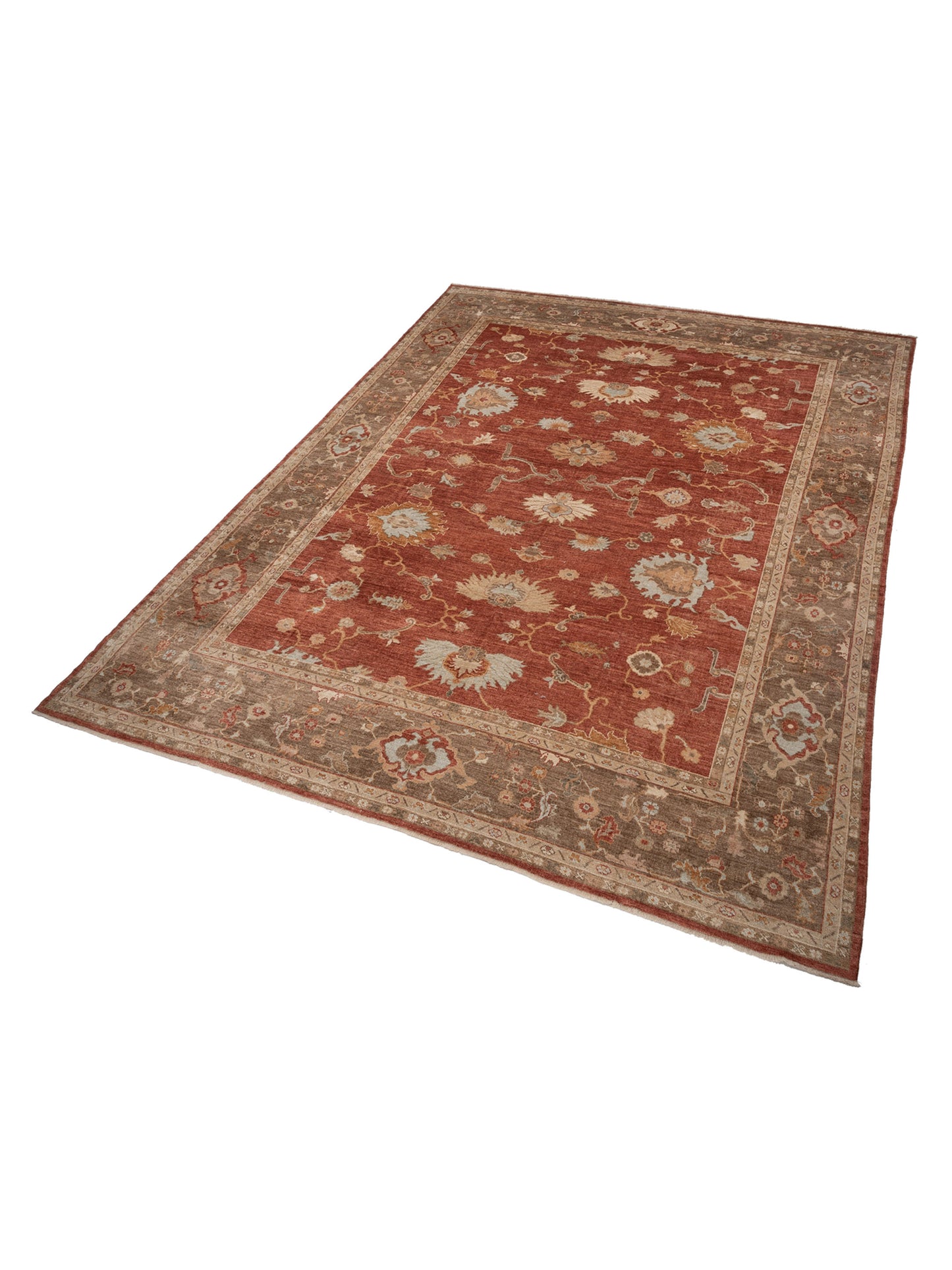 Authentic Angora Oushak Serap
 Rust Brown Traditional Hand Knotted Rug