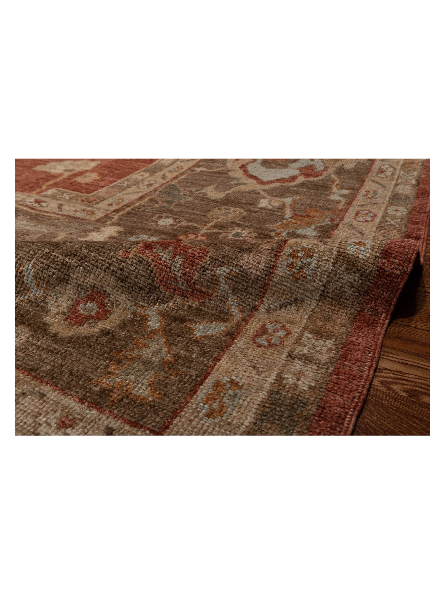 Authentic Angora Oushak Serap
 Rust Brown Traditional Hand Knotted Rug