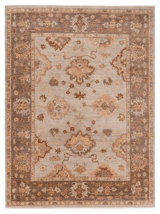 Authentic Angora Oushak Hande Beige Traditional Hand Knotted Rug