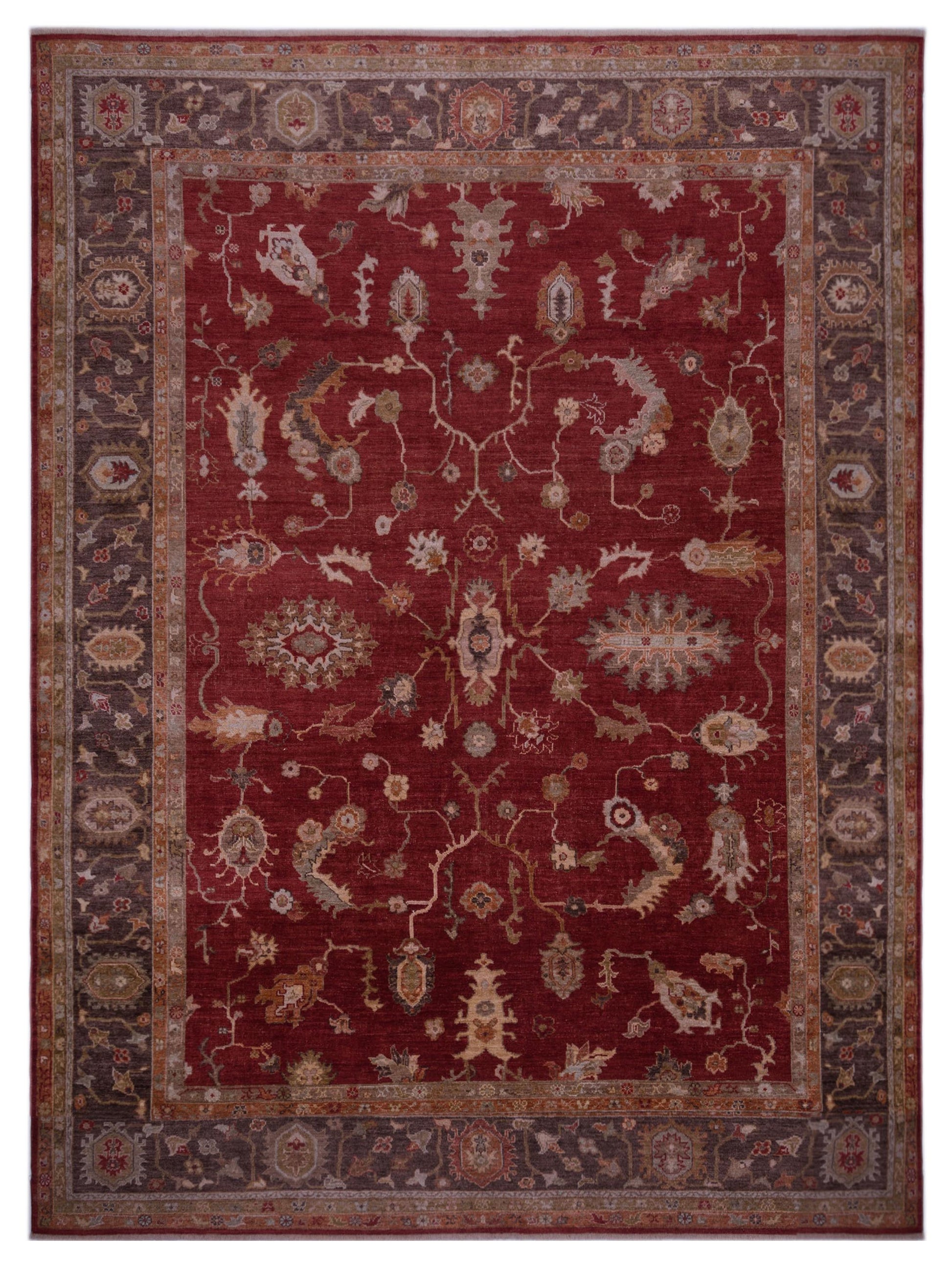 Authentic Angora Oushak Meltem Red Traditional Hand Knotted Rug