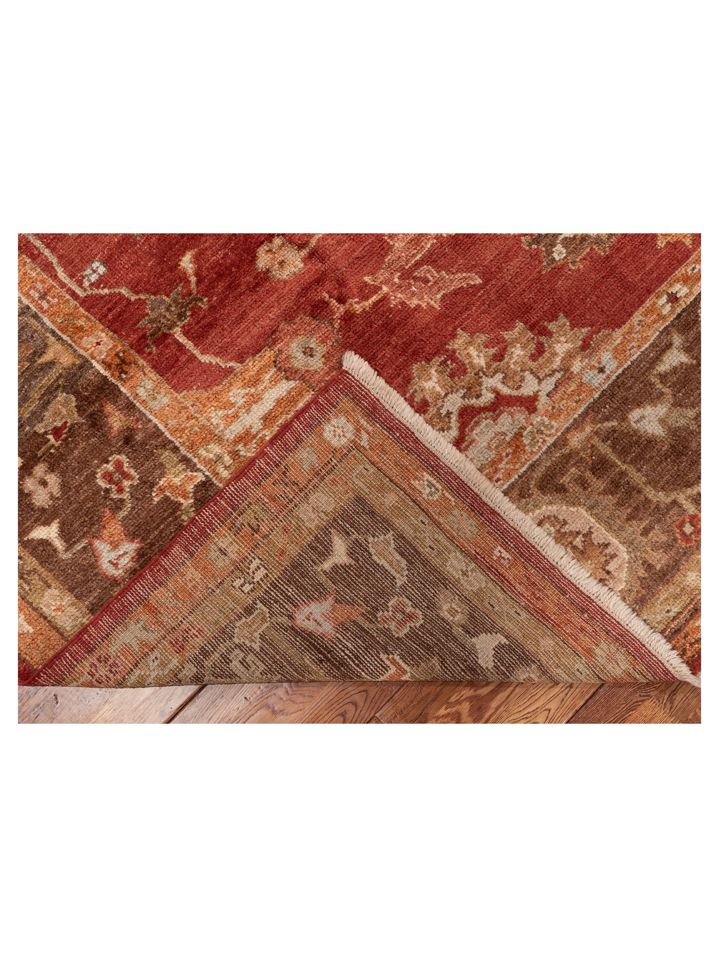 Authentic Angora Oushak Meltem Red Brown Traditional Hand Knotted Rug