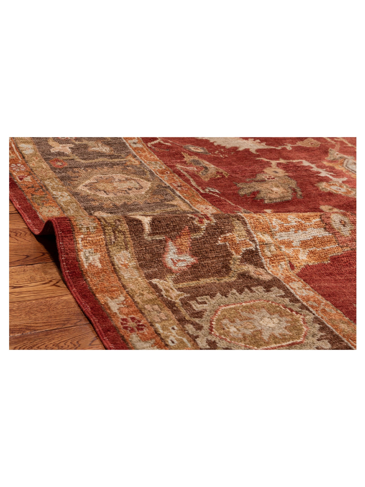 Authentic Angora Oushak Meltem Red Brown Traditional Hand Knotted Rug