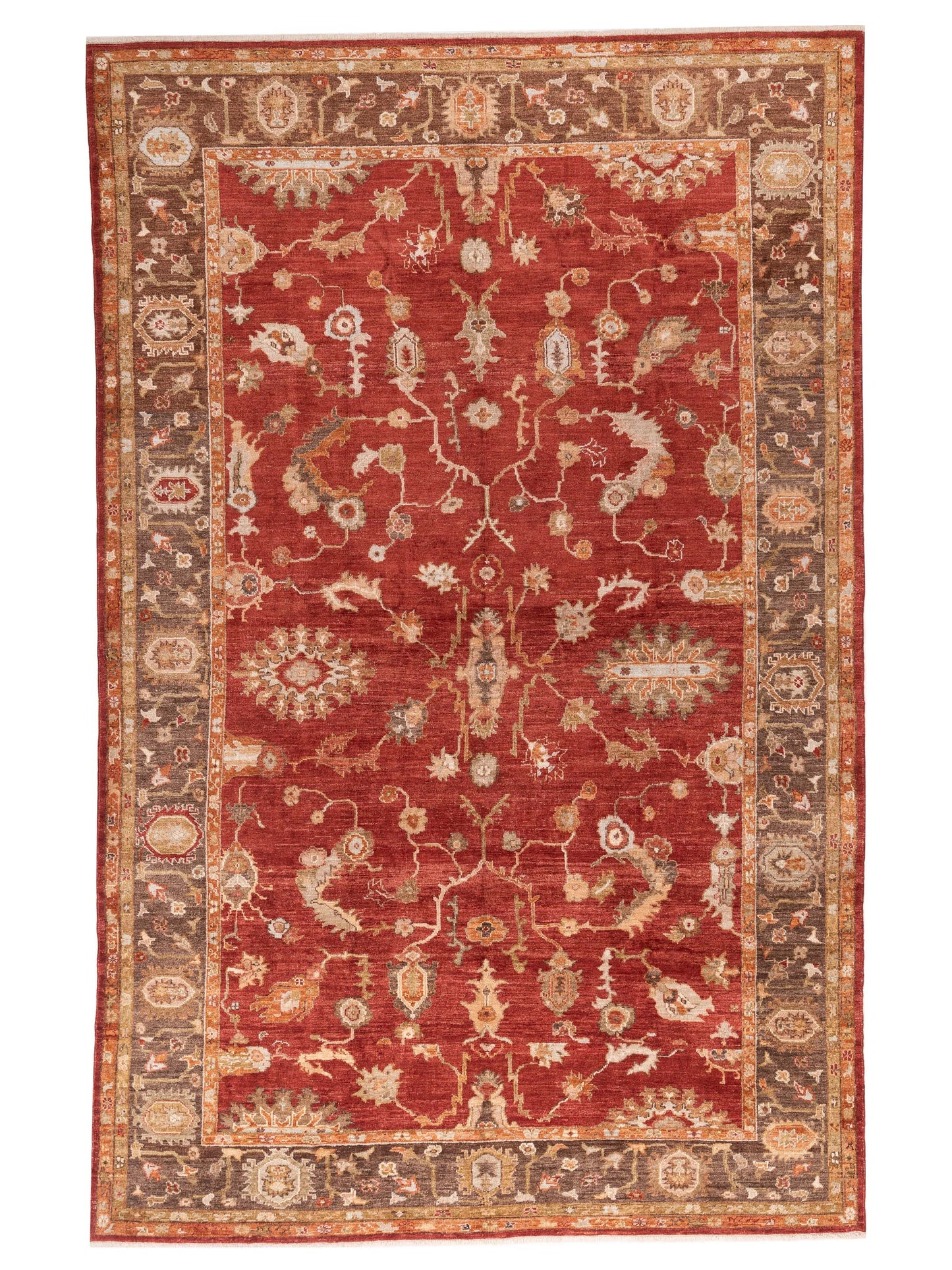 Authentic Angora Oushak Meltem Red Traditional Hand Knotted Rug