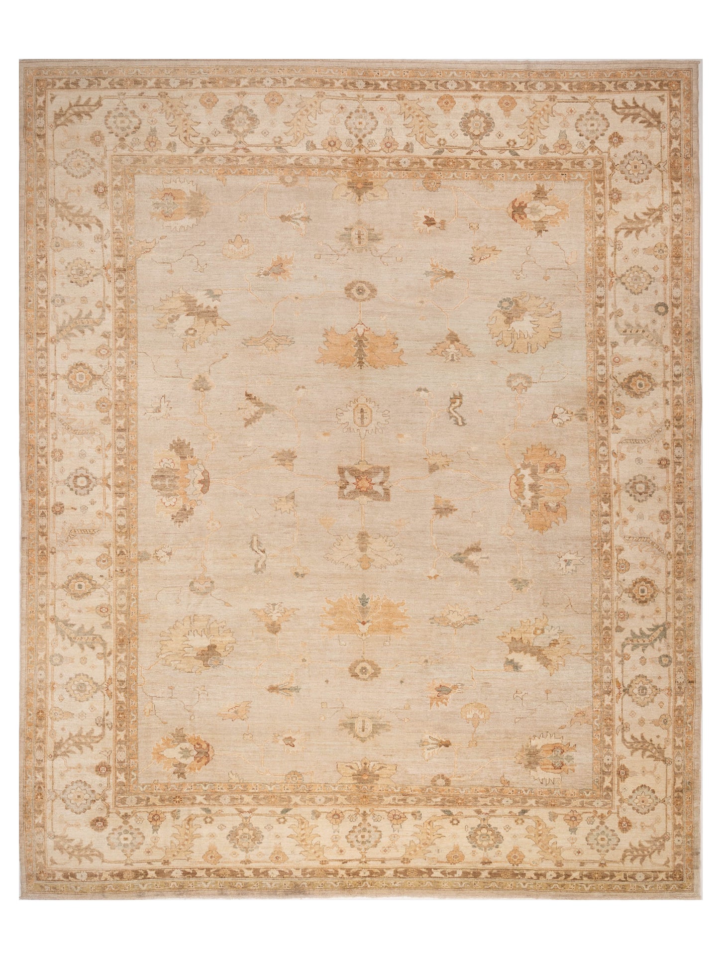 Authentic Angora Oushak Sezen Silver Traditional Hand Knotted Rug