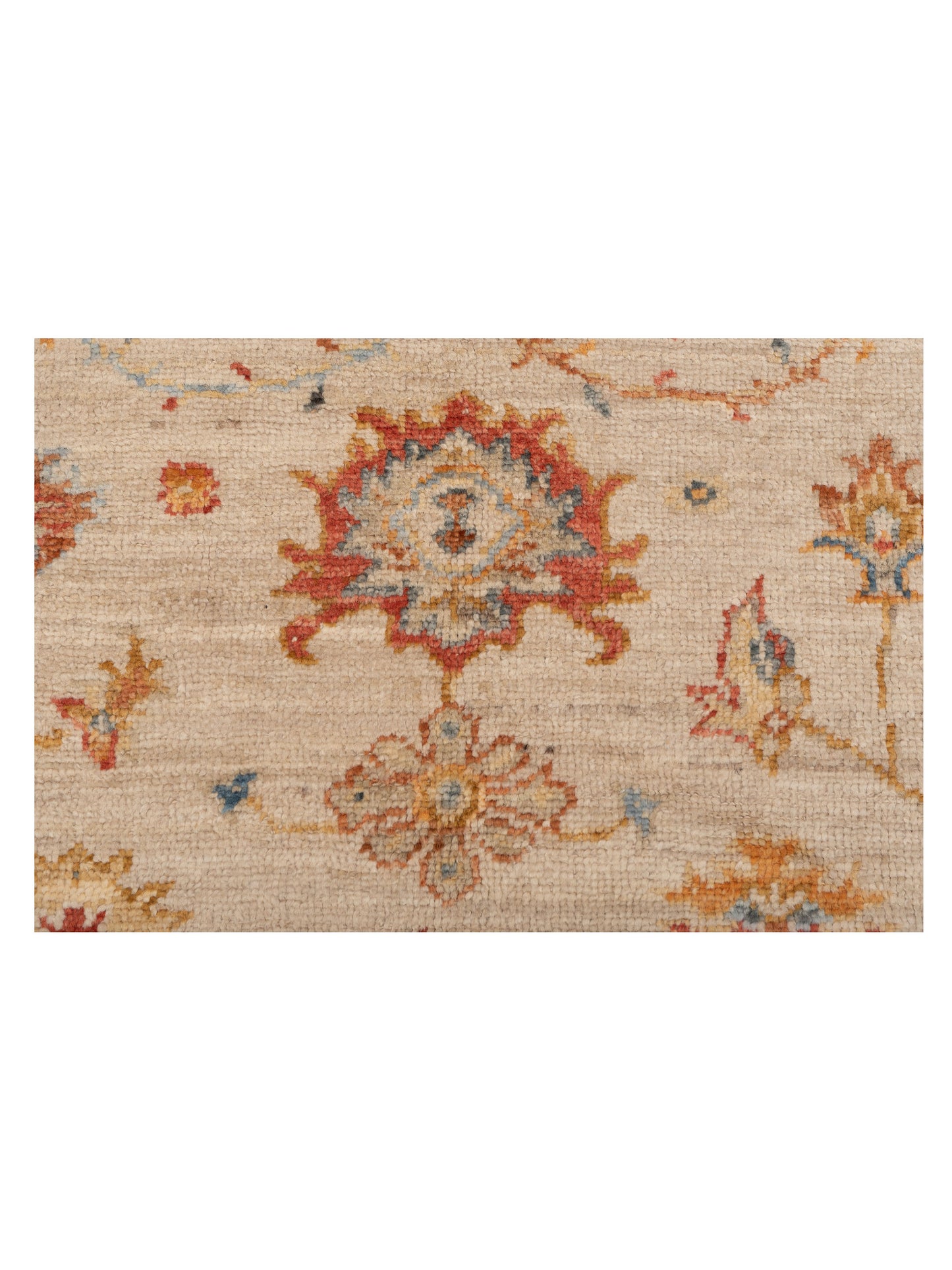 Authentic Angora Oushak Leyla Ivory Red Traditional Hand Knotted Rug