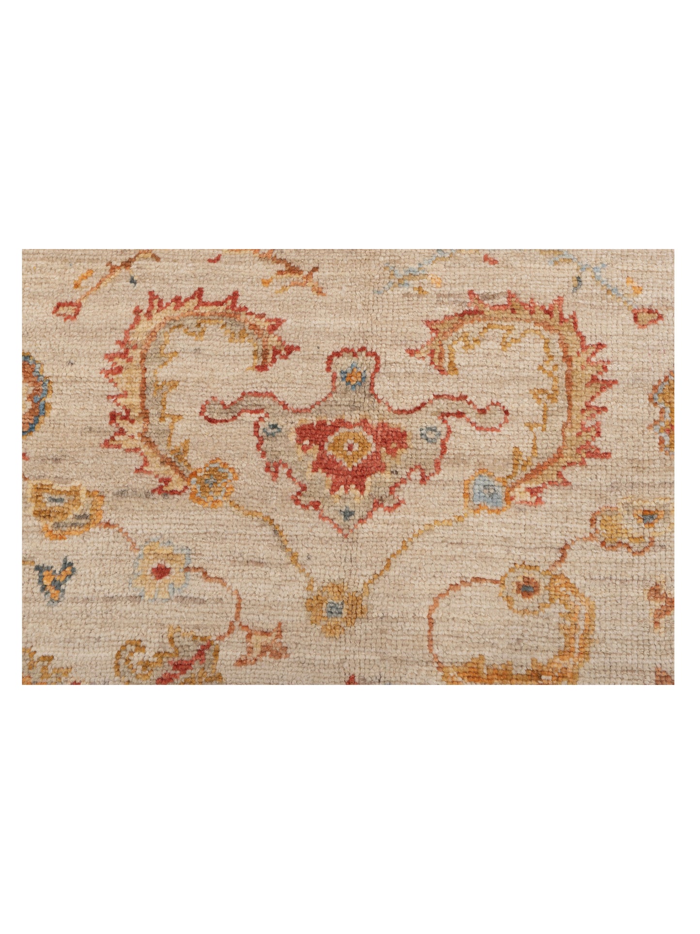 Authentic Angora Oushak Leyla Ivory Red Traditional Hand Knotted Rug