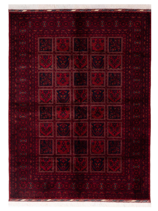 Nomad Afghan Belcik 128742 Red Tribal Hand Knotted Rug