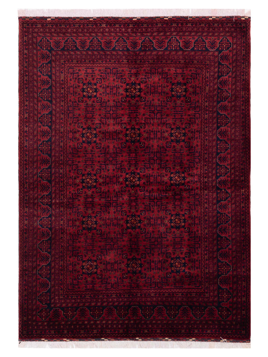 Nomad Afghan Belcik 128743 Red Tribal Hand Knotted Rug