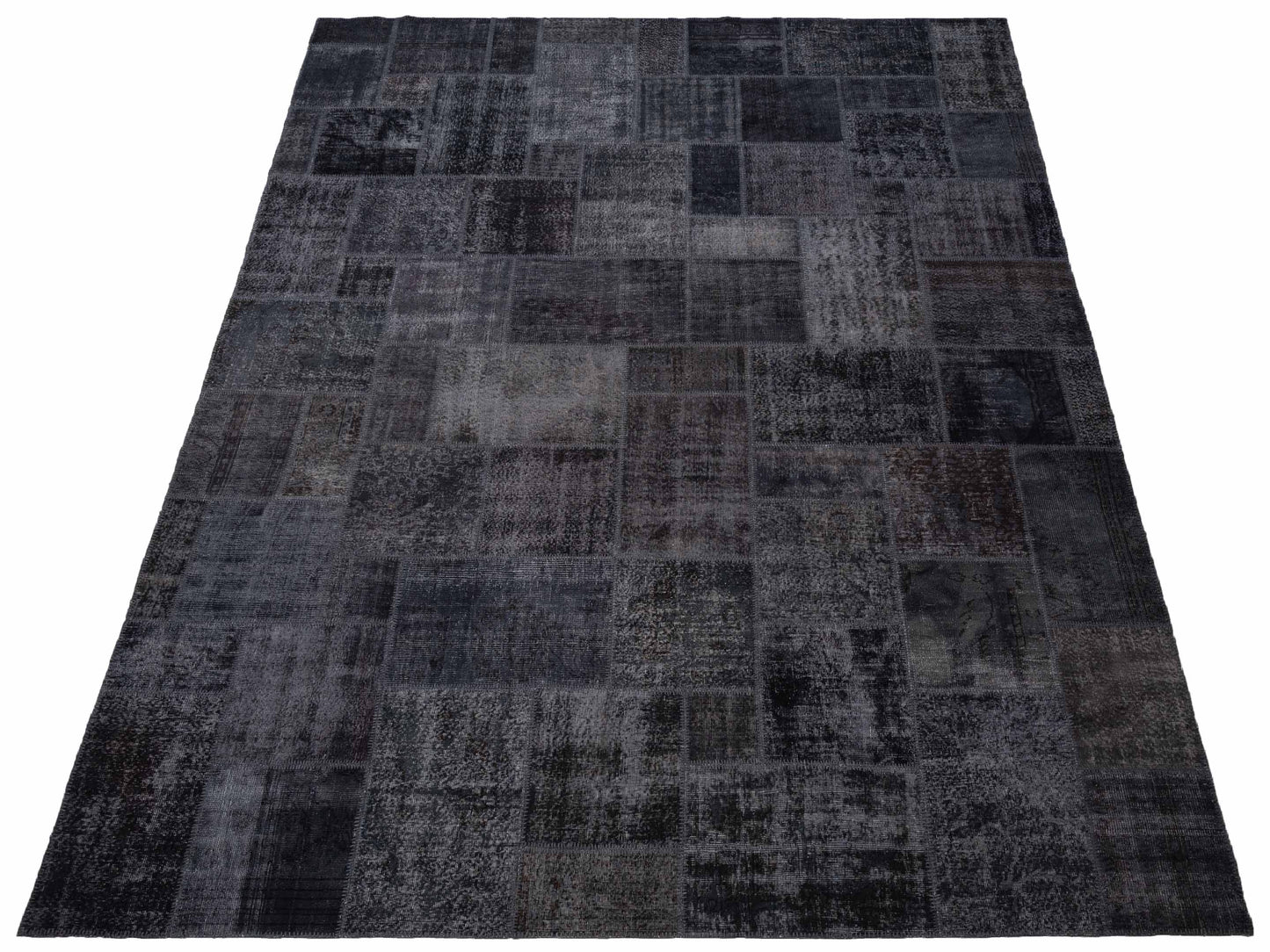 Pasha Turkish Vestige Patchwork 129333 Charcoal  Contemporary Hand Knotted Rug