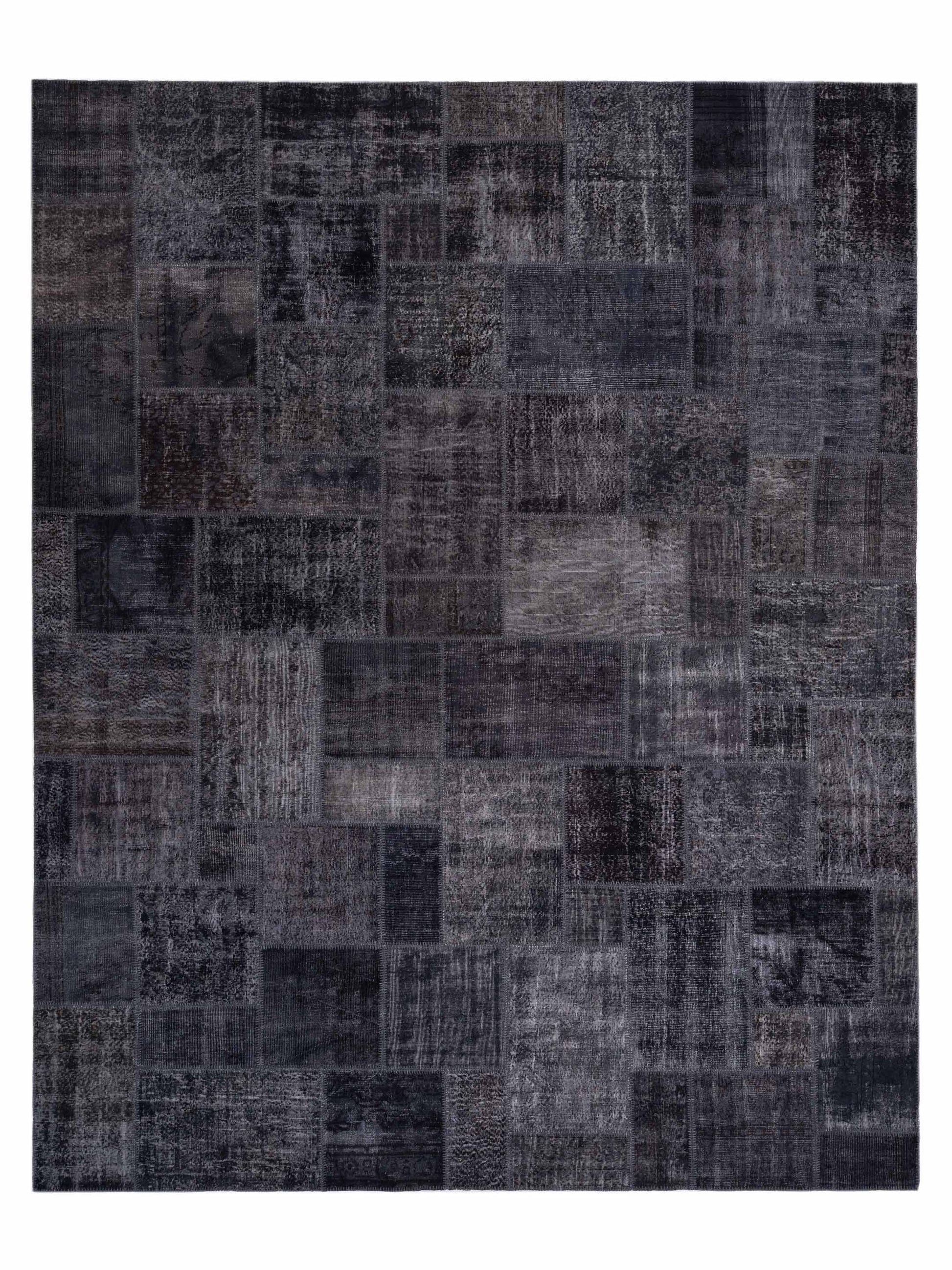 Pasha Turkish Vestige Patchwork 129333 Charcoal Contemporary Hand Knotted Rug