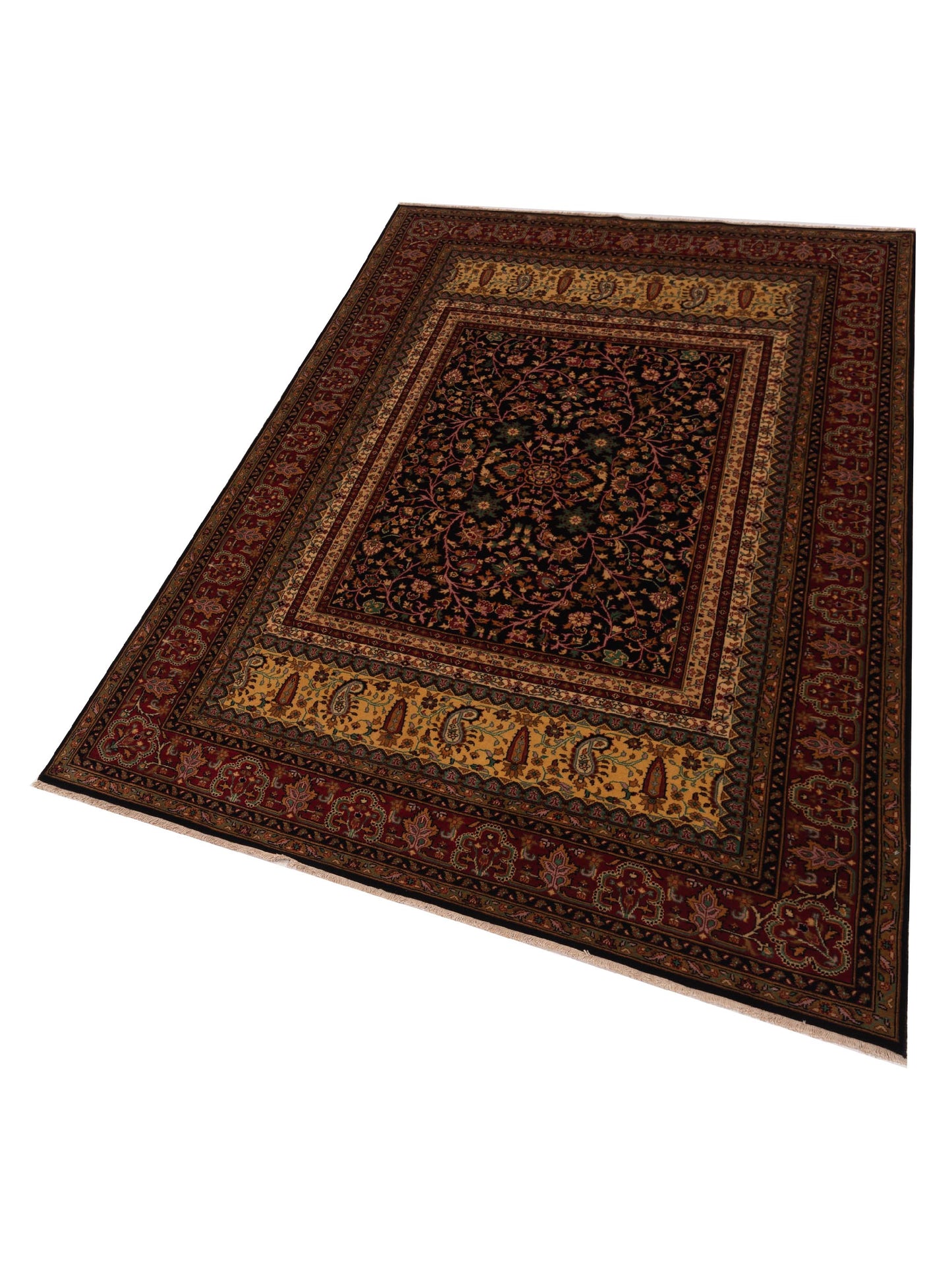 Rajpur Sivas 129430 Black Red Traditional Hand Knotted Rug - 6x9