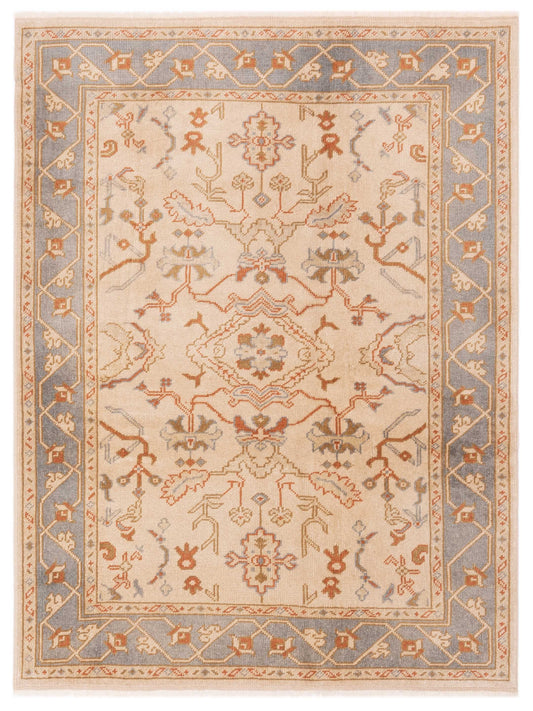 Pasha Authentic Oushak Oksel Ivory Traditional Hand Knotted Rug