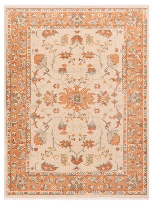 Pasha Authentic Oushak Bulak Ivory Traditional Hand Knotted Rug