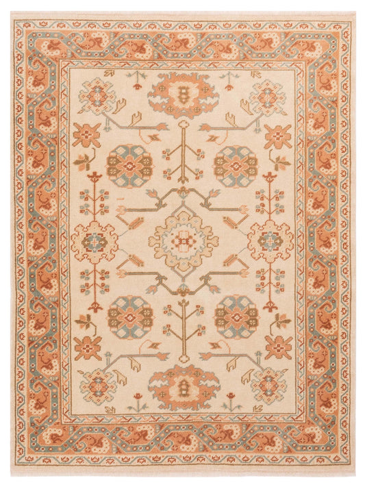 Pasha Authentic Oushak Boyali Ivory Traditional Hand Knotted Rug