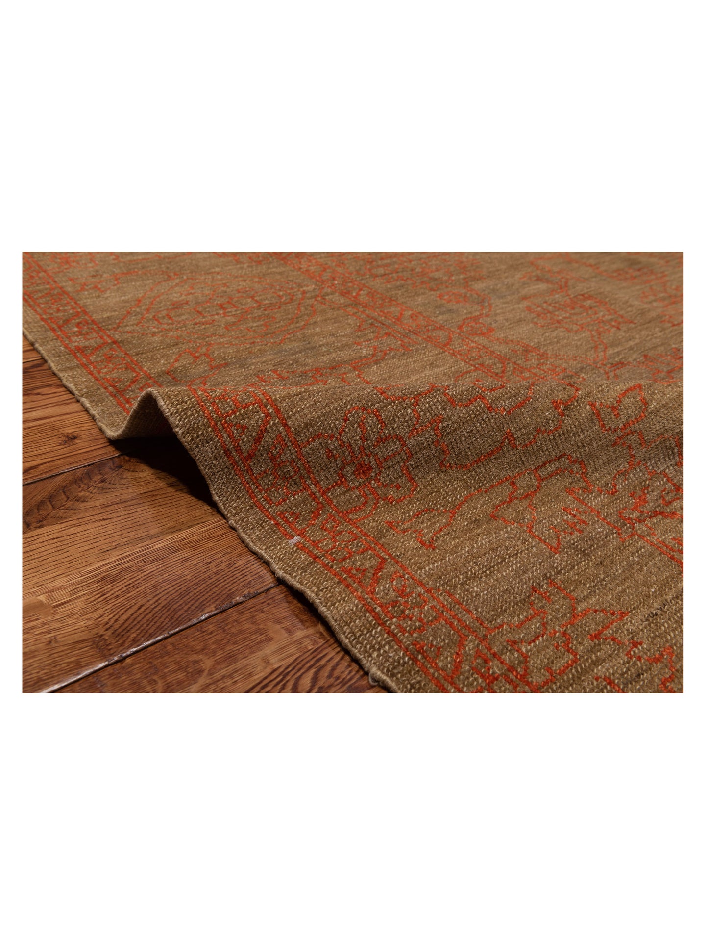 Pasha Ceyhan Jade Brown Orange Transitional Hand Knotted Rug